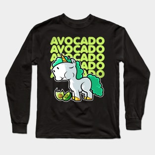 Cute Unicorn Eating Avocado Kawaii Neko Anime design Long Sleeve T-Shirt